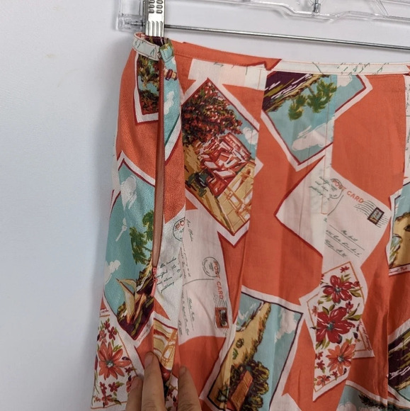 Eddie Bauer 16 VINTAGE 90s Novelty PostCard Tropical Italy Circle Swing Skirt - Picture 8 of 12